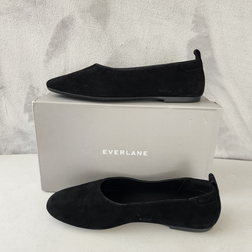 Everlane The Day Glove Flats Womens Size 8.5 Soft Black Suede Leather Shoes NIB
